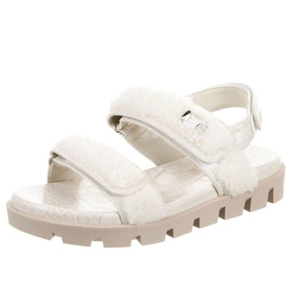 Christian Louboutin Leather and Shearling Sandals - Picture 2 of 6